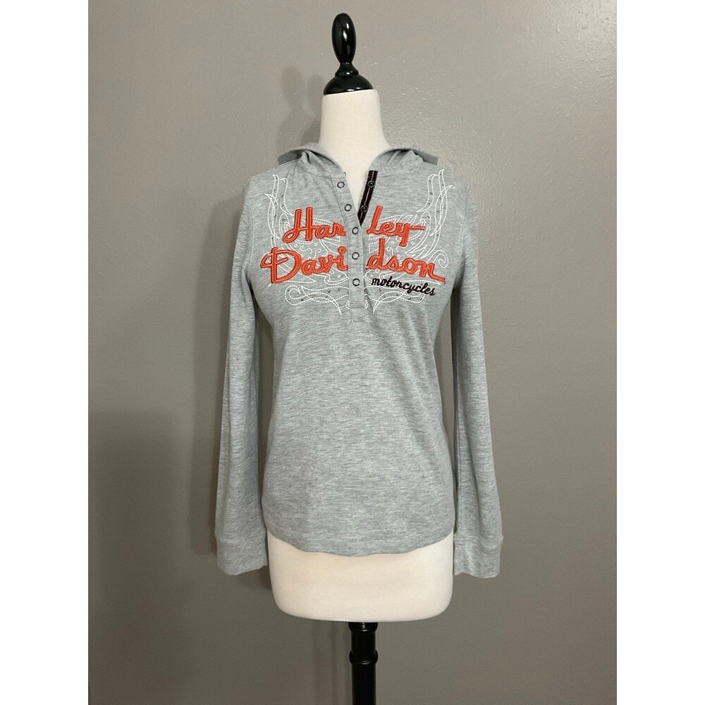 Women's Medium Harley-Davidson Grey with Orange Hoodie
